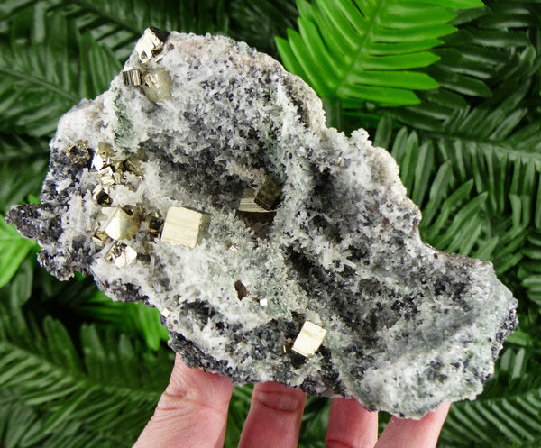 Amazing Big Crystal Quartz with Shiny Pyrite and Sphalerite, Raw Crystal, Natural Mineral, Healing Crystal, Spirituality B2498