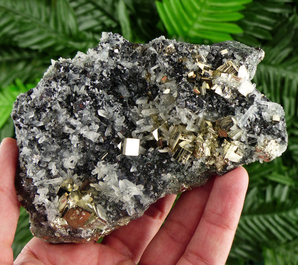 Amazing Pyrite with Quartz and Sphalerite, Raw Crystal, Natural Mineral, Healing Crystal, Spirituality Crystal, Mineral Specimen B2536