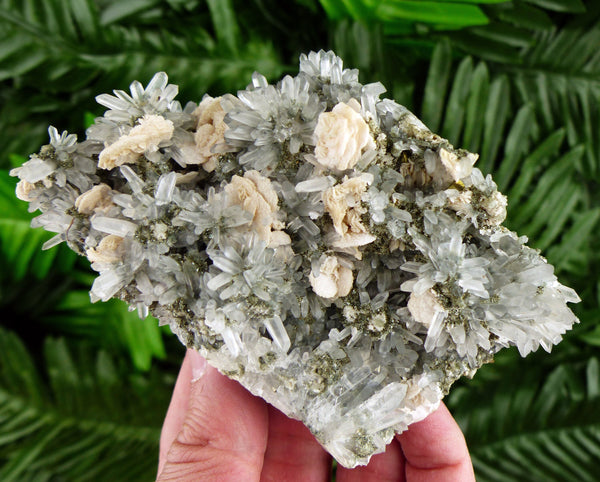 Amazing Clear Quartz with Calcite and Chlorite, Quartz Crystal, Chlorite Crystal, Calcite Stone, White Calcite B2647