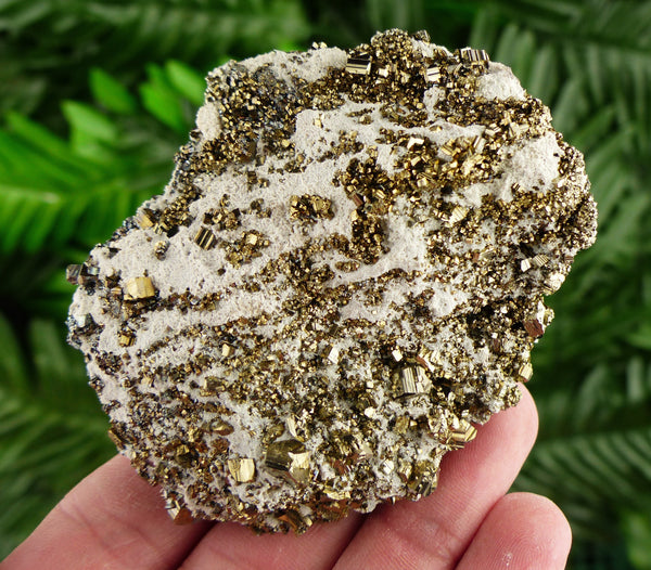 Very Shiny Pyrite Crystal with Calcite, Raw Crystal, Natural Mineral, Healing Crystal, Spirituality Crystal, Mineral Specimen B2677