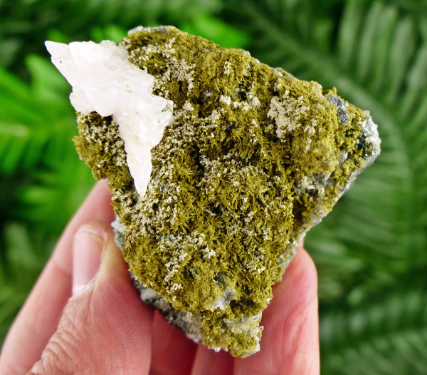 Amazing Calcite with Epidote , Raw Crystal, Natural Mineral, Healing Crystal, Spirituality Crystal, Mineral Specimen B2716