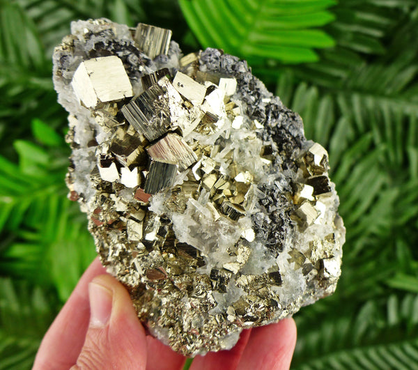 Amazing Pyrite with Sphalerite and Quartz, Raw Crystal, Natural Mineral, Healing Crystal, Spirituality Crystal, Mineral Specimen B2751