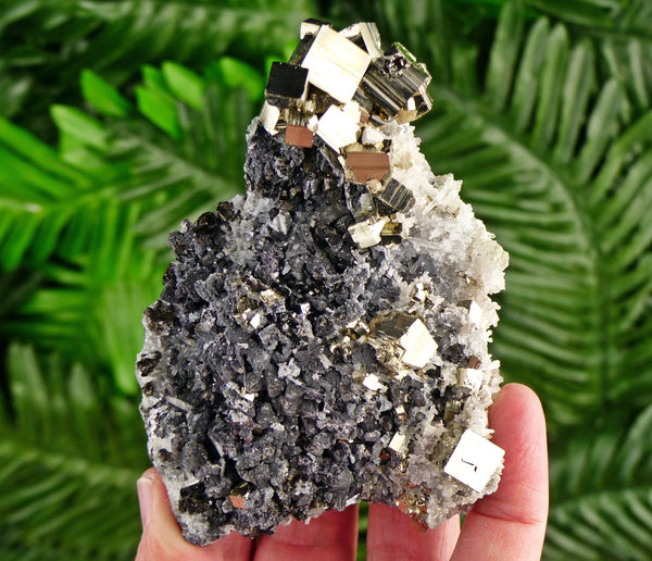 Amazing Sphalerite with Shiny Pyrite and Quartz, Raw Crystal, Natural Mineral, Spirituality Crystal, Mineral Specimen B2787