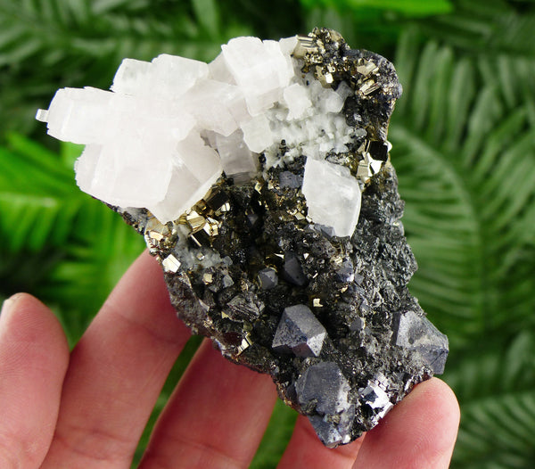 Amazing Fluorescent Calcite with Pyrite, Sphalerite and Galena Crystal, Mineral, Natural Crystals, Quartz Crystal, Pyrite Crystal B2675