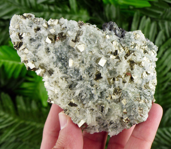 Amazing Pyrite with Quartz and Sphalerite, Raw Crystal, Natural Mineral, Healing Crystal, Spirituality Crystal, Mineral Specimen B2676