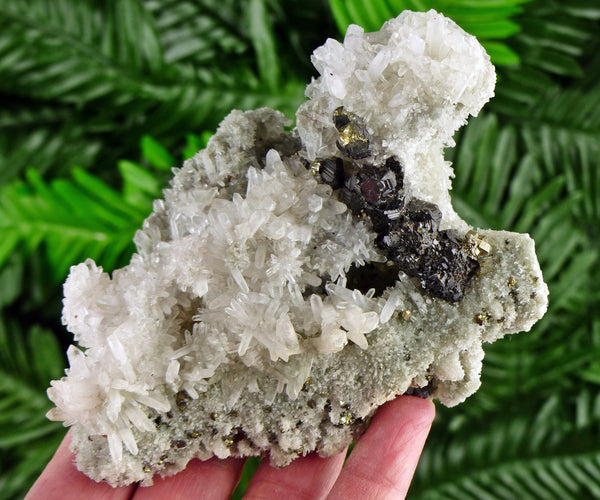 Amazing Quartz with Chalcopyrite and Sphalerite, Raw Crystal, Natural Mineral, Healing Crystal, Spirituality Crystal, Mineral Specimen B3011