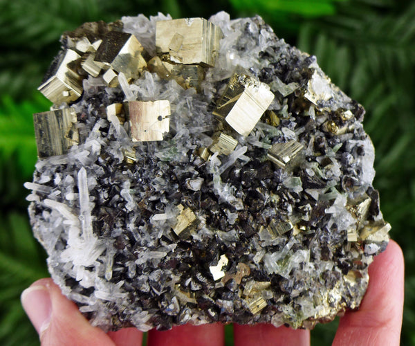 Amazing Quartz with Pyrite and Sphalerite, Raw Crystal, Natural Mineral, Healing Crystal, Spirituality Crystal, Mineral Specimen B2970