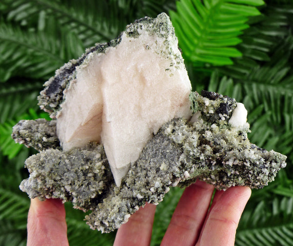 Amazing Big Calcite with Chlorite and Quartz, Raw Crystal, Natural Mineral, Spirituality Crystal, Mineral Specimen B2889