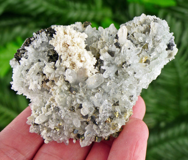 Amazing Chalcopyrite with Quartz and Calcite, Raw Crystal, Natural Mineral, Healing Crystal, Mineral Specimen B3309