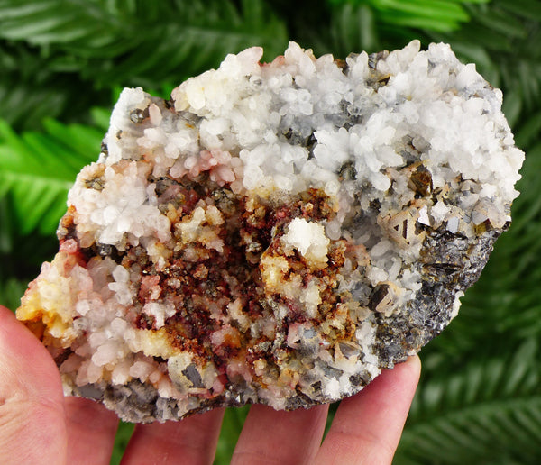 Amazing Milky Quartz with Iron Oxide, Pyrite, and Sphalerite, Raw Crystal, Natural Mineral, Healing Crystal, Mineral Specimen B3026