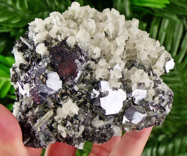 Amazing Shiny Galena with Sphalerite, Quartz, and Calcite, Raw Crystal, Natural Mineral, Healing Crystal, Mineral Specimen B3102