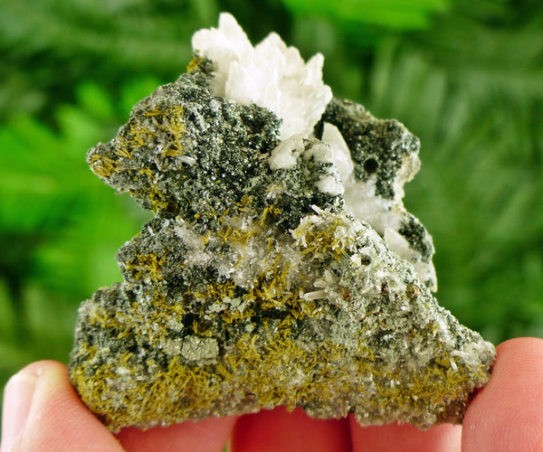 Amazing Epidote with Calcite, Raw Crystal, Natural Mineral, Healing Crystal, Spirituality Crystal, Mineral Specimen B3191