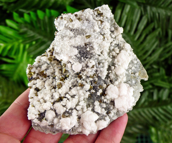 Amazing Quartz with Calcite and Chalcopyrite, Raw Crystal, Natural Mineral, Healing Crystal, Mineral Specimen B3399