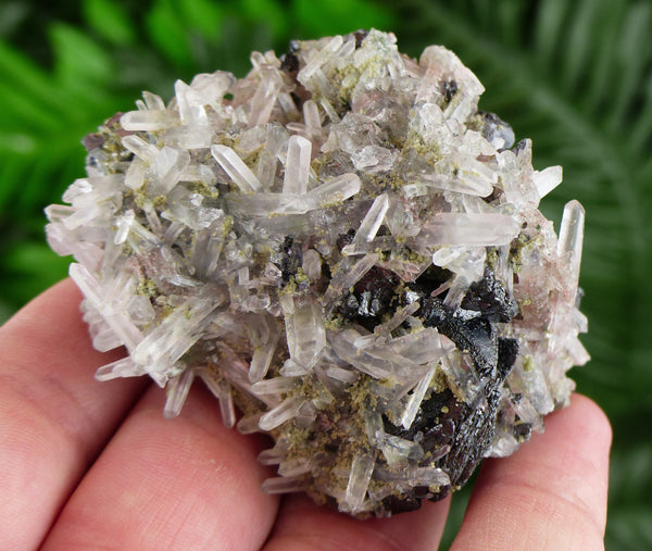 Rare Quartz with Chlorite, Sphalerite and Hematite, Raw Crystal, Natural Mineral, Natural Crystal, Quartz Cluster, Chlorite B3168