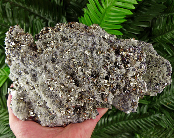 Amazing Big Quartz with Shiny Pyrite and Galena, Raw Crystal, Natural Mineral, Healing Crystal, Spirituality Crystal, Mineral Specimen