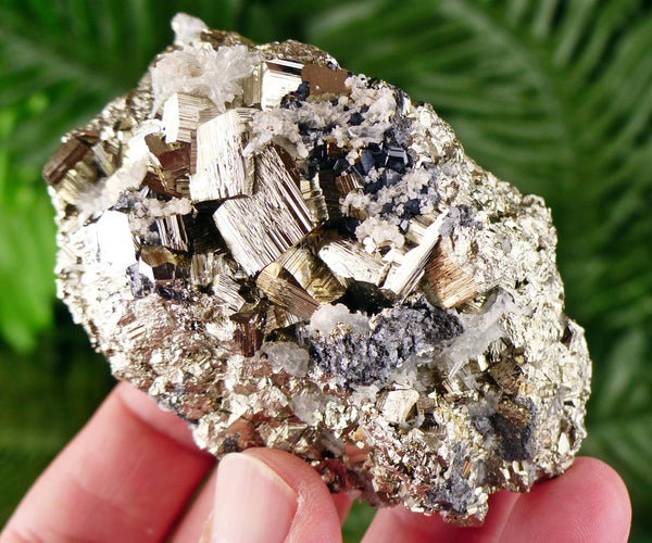 Amazing Pyrite with Sphalerite and Calcite, Raw Crystal, Natural Mineral, Healing Crystal, Mineral Specimen B3491