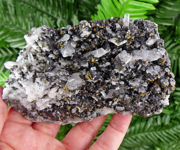 Amazing Quartz with Sphalerite and Chalcopyrite, Raw Crystal, Natural Mineral, Healing Crystal, Mineral Specimen B3627