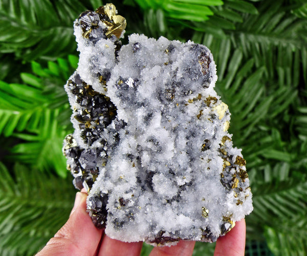 Amazing Quartz with Sphalerite, Galena and Chalcopyrite, Raw Crystal, Natural Mineral, Healing Crystal, Mineral Specimen B3547