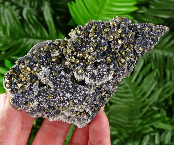 Amazing Chalcopyrite with Sphalerite, Quartz and Calcite, Raw Crystal, Natural Mineral, Healing Crystal, Mineral Specimen B3554