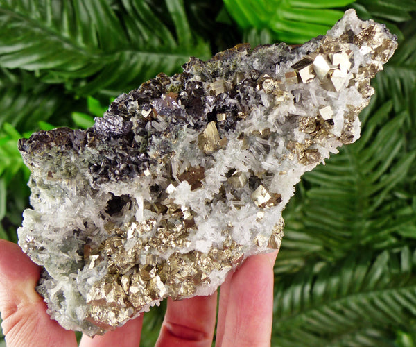 Amazing Big Quartz with Pyrite and Sphalerite, Raw Crystal, Natural Mineral, Healing Crystal, Mineral Specimen B3536