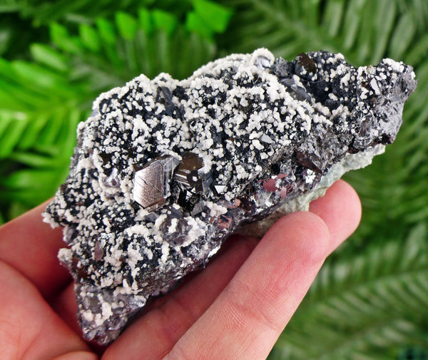 Amazing Shiny Galena with Calcite and Sphalerite , Raw Crystal, Natural Mineral, Healing Crystal, Mineral Specimen B3460