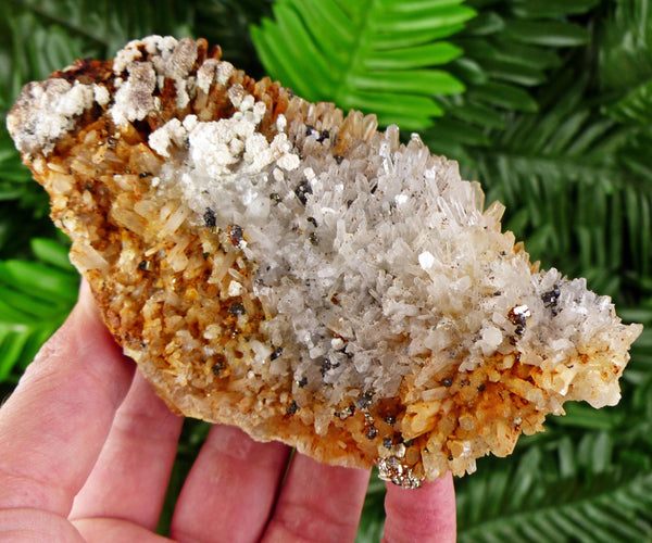 Amazing and Rare Quartz with Iron Oxide, Sphalerite, and Pyrite, Raw Crystal, Natural Mineral, Healing Crystal, Mineral Specimen B3506