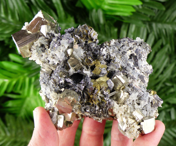 Amazing Big Quartz with Pyrite and Sphalerite, Raw Crystal, Natural Mineral, Healing Crystal, Mineral Specimen B3521