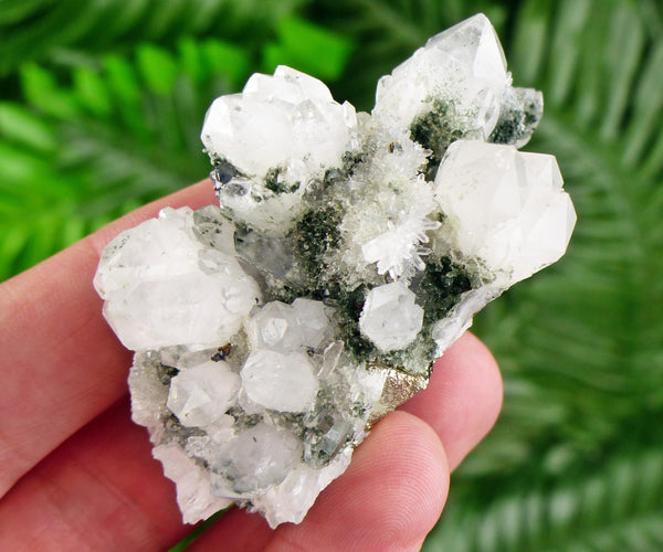 Clear Quartz with Chlorite and Pyrite, Raw Crystal, Natural Mineral, Healing Crystal, Mineral Specimen B3430