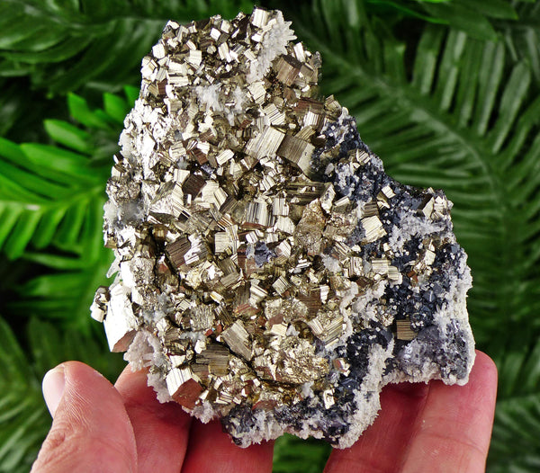 Amazing Pyrite with Sphalerite, Quartz and Calcite, Raw Crystal, Natural Mineral, Healing Crystal, Mineral Specimen