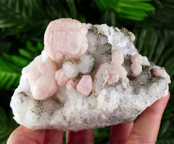 Rare Manganoan Calcite with Pyrite on Milky Quartz  , Crystal, Mineral, natural Crystal, Raw Crystals