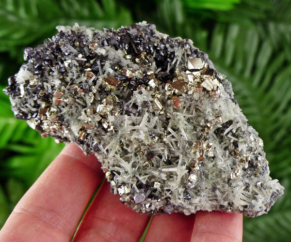 Amazing Quartz with Pyrite and Sphalerite, Raw Crystal, Natural Mineral, Healing Crystal, Mineral Specimen B3694