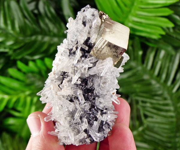 Rare Clear Quartz with Pyrite and Sphalerite, Raw Crystal, Natural Mineral, Healing Crystal, Mineral Specimen B3831