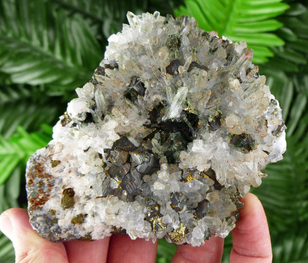 Amazing Quartz with Chalcopyrite, Raw Crystal, Natural Mineral, Healing Crystal, Mineral Specimen B3720