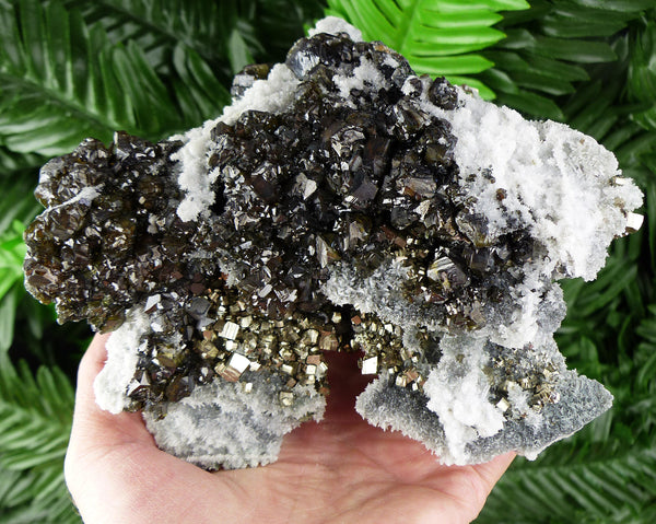 Rare Gem Sphalerite var. Cleiophane on Quartz with Pyrite, Raw Crystal, Natural Mineral, Sphalerite Crystal, Gem Crystal, Mineral Specimen