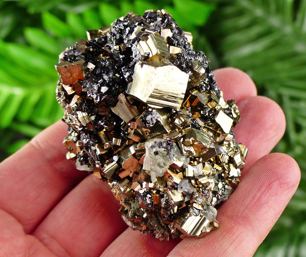 Amazing Pyrite with Sphalerite and Calcite, Raw Crystal, Natural Mineral, Healing Crystal, Mineral Specimen B3895