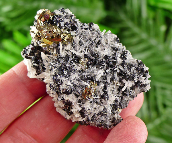 Amazing Iridescent Pyrite with Sphalerite and Quartz, Raw Crystal, Natural Mineral, Healing Crystal, Mineral Specimen B3896