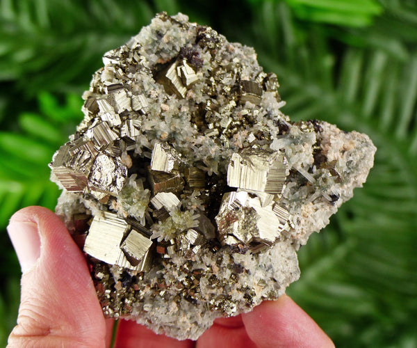 Amazing Quartz with Pyrite and Calcite, Raw Crystal, Natural Mineral, Healing Crystal, Mineral Specimen B3798