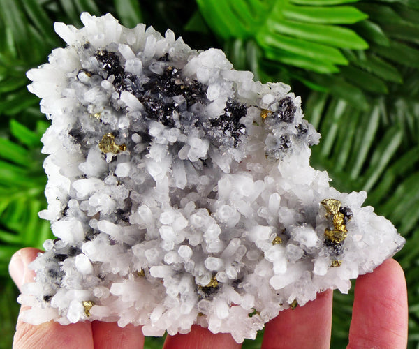 Amazing Quartz with Sphalerite and Chalcopyrite, Raw Crystal, Natural Mineral, Healing Crystal, Mineral Specimen B3826