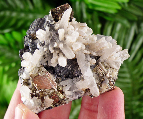 Amazing Quartz with Pyrite and Sphalerite, Raw Crystal, Natural Mineral, Healing Crystal, Mineral Specimen B3828