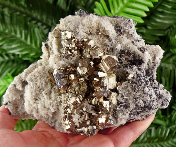 Amazing Pyrite on Quartz with Sphalerite, Raw Crystal, Natural Mineral, Healing Crystal, Mineral Specimen B3984