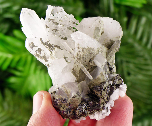 Amazing Quartz with Chlorite and Calcite, Raw Crystal, Natural Mineral, Healing Crystal, Mineral Specimen B4001