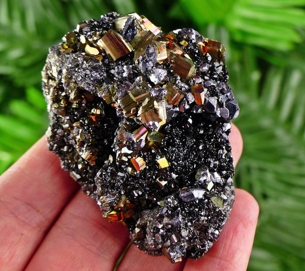 Amazing Iridescent Pyrite with Galena and Sphalerite, Raw Crystal, Natural Mineral, Healing Crystal, Mineral Specimen B3978