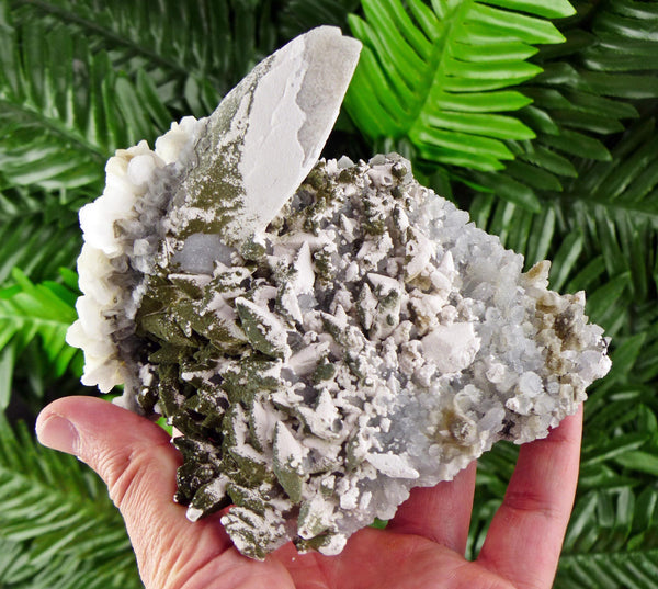 Amazing and Rare Two Generation Calcite with Chlorite and Quartz, Raw Crystal, Natural Mineral, Healing Crystal, Mineral Specimen B3973