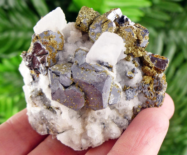 Amazing and Rare Galena with Pyrite and Calcite on Quartz, Raw Crystal, Natural Mineral, Healing Crystal, Mineral Specimen B4014