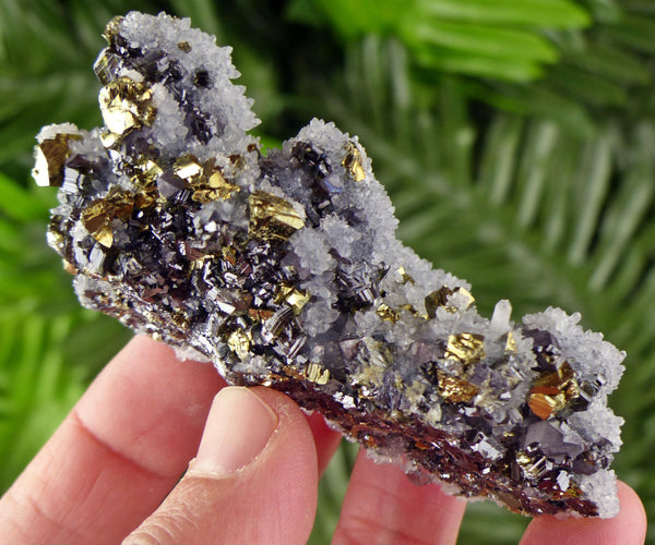 Amazing Quartz with Chalcopyrite and Sphalerite, Raw Crystal, Natural Mineral, Healing Crystal, Mineral Specimen B4142