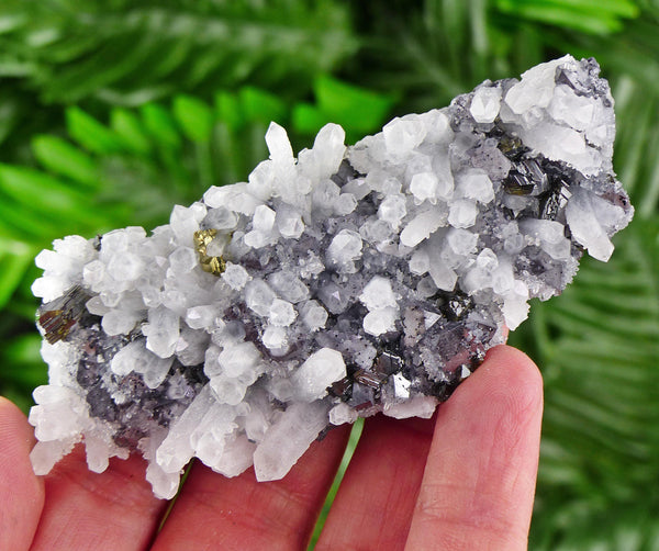 Amazing Milky Quartz Crystals with Gem Sphalerite, Galena and Chalcopyrite, Raw Crystal, Natural Mineral, Healing Crystal, Mineral Specimen