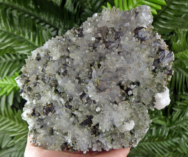 Amazing Big Clear Quartz with Chalcopyrite, Chlorite, and Calcite, Raw Crystal, Natural Mineral, Healing Crystal, Mineral Specimen B4093