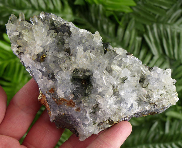 Amazing Big Clear Quartz with Chalcopyrite, Chlorite, and Calcite, Raw Crystal, Natural Mineral, Healing Crystal, Mineral Specimen B4358